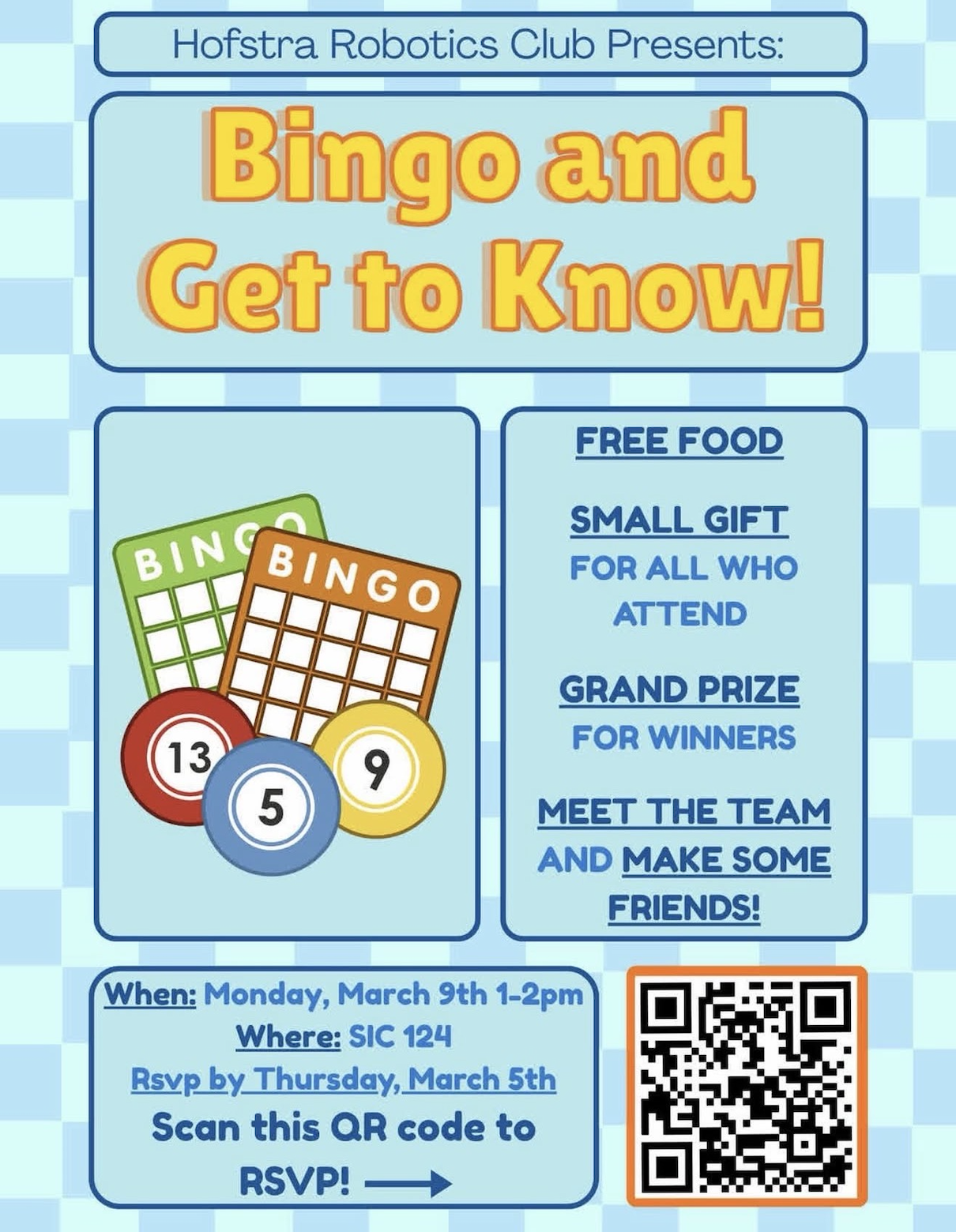 Bingo and Get to Know event flyer